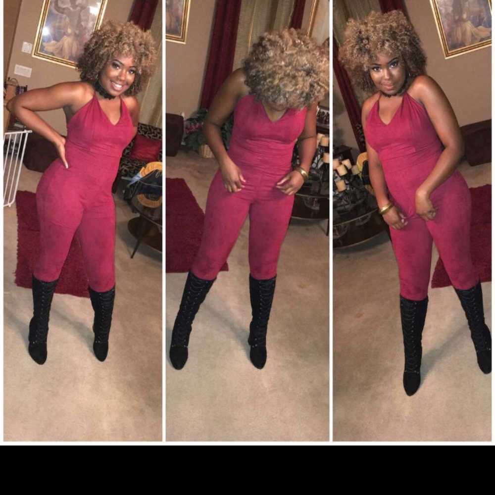 Red velvet jumpsuit